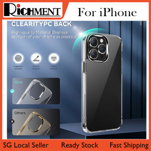 【🔥SG SELLER🔥】RICHMENTGADGET 2.0mm Acrylic Back board Ultra Clear Transparent TPU Soft Case Shockproof Ultra Thin Slim Clear Soft TPU Phone Case for iPhone14 iPhone 14 Plus iPhone 14 Pro Max 14pro max 14Plus iPhone12 iPhone13 pro maxwith plating Button