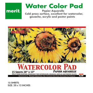 Merit Watercolor Pad 15 Sheets 20 x 13 Inches Cold Press