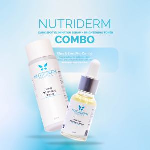 Nutriderm Toner+Serum Glow-Up Set Brighten Fade Dark Spots Even Skin Tone Minimizes Pores Whitens Skin Fades Acne Marks