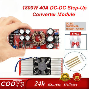 COD-1800W 40A DC-DC Step-Up Converter 10-60V to 12-90V ✨ Boost Voltage Transformer Module with Cooling Fan + FREE Gloves & Screws for Car Power Supply