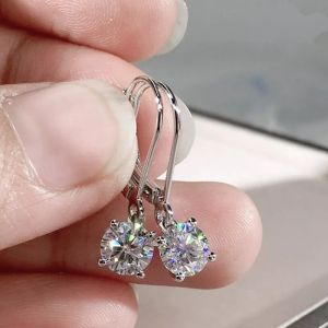 Fashion 925 Sterling Silver Earrings For Women 8mm Cubic Zirconia Stone Earrings Wedding Engagement Women Jewelry Gift