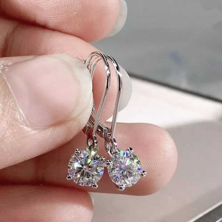 Fashion 925 Sterling Silver Earrings For Women 8mm Cubic Zirconia