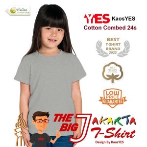 KaosYES Kaos Polos Anak Perempuan Cotton Combed 24s - T-Shirt Kaos Baju Anak Perempuan Abu Misty