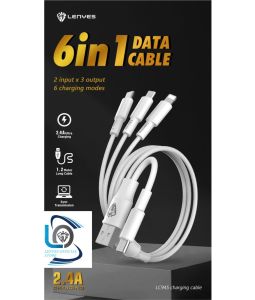 LOS - Kabel Data LENYES LC945 2.4a 6 in 1 anti putus universal sync data cable kabel cas charger 1.2 meter ori