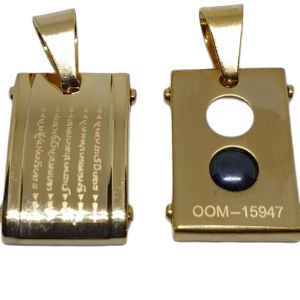 จี้ ยันต์หนุนดวง 5 แถว พร้อมแร่ปรับสมดุลร่างกาย ทองไมค่อนไม่ลอกไม่ดำ(เฉพาะจี้) ใส่อาบน้ำได้เลย +แถมฟรียันต์+ธูปให้หวย