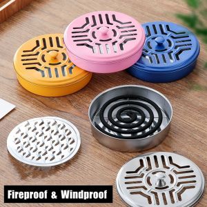 Hộp đốt nhang muỗi inox chuyên dụng hình tròn khay đựng hương muỗi an toàn chống cháy siêu tiện dụng