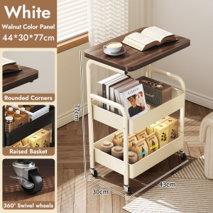 🔥SG Local Seller🔥2026 Upgrade Foldable Mobile Storage Trolley 3-Gear Adjustable Tilting Tabletop 360° Rotating Lockable Wheels Multi-Layer Large Capacity Household Side Table Bedside Organizer Rack For Living Room Bedroom