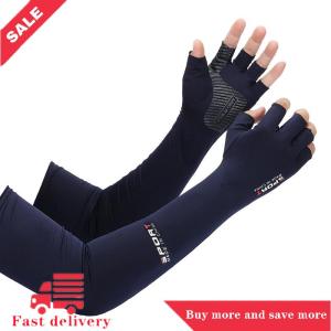 [COD] 2pcs Sport Arm Sleeves Cycling Running Fishing Climbing Arm Cover Sun UV Protection Ice Cool Sleeves With 5-finger Cuff
