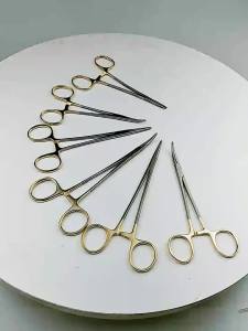 Kìm kẹp cầm máu MEDGREAT bằng thép không gỉ tay cầm vàng kiểu cong/thẳng kìm kẹp cầm máu động mạch dụng cụ y tế