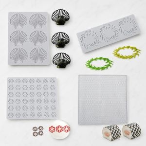 NOWNICE Silicone mềm dẻo Khuôn làm sô-cô-la chip Hình Dạng Hoa Thiết kế nhẫn hình chiếc lá Tấm lót làm đường trang trí Trang trí Mẫu vỏ sò Khuôn silicon Dụng cụ làm bánh