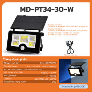 Đèn Pha Led Cảm Biến Chuyển Động Ngoài Trời Năng Lượng Mặt Trời MODI SOLAR Có Cổng Sạc USB