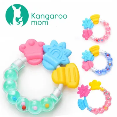 Baby Rattles Teether Toy Silicone Teeth Biting