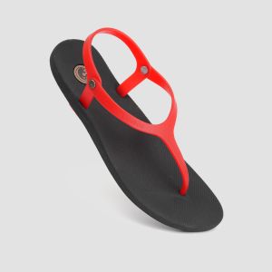 Sendal Tali Belakang Perempuan Teplek Camou Milea Cranberry Model Kekinian Casual Karet