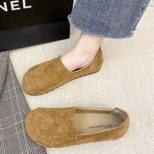 Free Shipping Retro Round-Toe Flats New Spring/Autumn Collection WomenS Casual High-Heeled Slip-On Shoes Flat-Soled Loafers