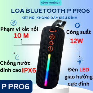 Loa Bluetooth Thông Minh Thế Hệ Mới P PRO6 - Âm Thanh Tuyệt Vời  Bass Mạnh Mẽ  Chống Nước  Hỗ Trợ USB  Thẻ Nhớ AUX - BẢO HÀNH 1 ĐỔI 1 từ Mường Thanh Royal