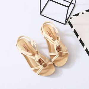 [Free Shipping] WomenS New 2026 Summer Bohemian Flat Fish-Mouth Sandals Beaded And Hand-Woven Roman Sandals