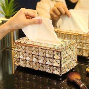 603ACC-Tempat Tisu Swarovski Emas Cantik Crystal Gold/ Kotak Tissue Mewah / Kotak Tissue Kristal
