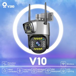 V380 Outdoor CCTV Dual Camera Wifi Connect To Cellphone Dual Waterproof Night Vision Alarm