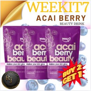 Weekit7 Acai Berry Beauty Drink - 3 Pack - Makes Your Skin Glow - Promotional Offer Buy 2 Get 1 Free