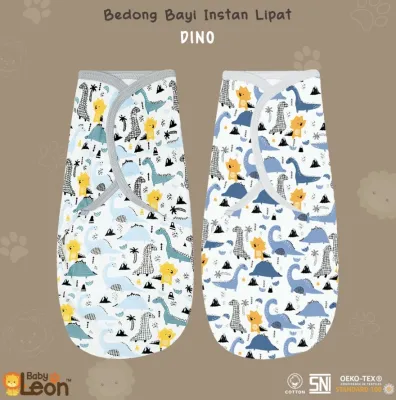 Bedong Bayi Lipat BABY LEON Bedongan Motif Instant Tempel Single Knit Halus