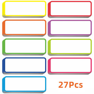 27Pcs Flexible Magnetic Label Strips Magnetic Dry Erase Labels Plate Reusable Colorful Name Plate Tags Whiteboard Stickers Shelf Labels Card
