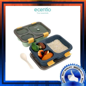 ( Premium ) Kotak Makan Ecentio 3 Grid Gratis Sendok Garpu Makan - Kotak Makan Anak Lunch Box Ecentio 3 Grid