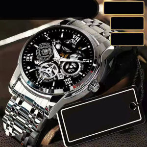 Mens Quartz Watch Fully Automatic Mechanical Watch Calendar Hollow Luminous Waterproof Casual Business Watch