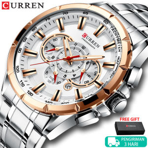 CURREN Fashion Merek Kasual Pria Jam Tangan Kuarsa Penuh Kronograf Baja Jam QUARTZ Kreatif Pria Tanggal Jam Tangan Olahraga Antiair(8363)