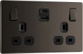 British General (FBN22UAC45B) Screwless Flat Plate 13A Switched Double Socket with USB Charger, 13A, 2 gang SP, switched + USB type C 45W. 