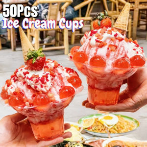 Disposable Ice Cream Cups Dessert Bowls Flower Shape Party Picnic Snack Serving Takeaway 50pcs