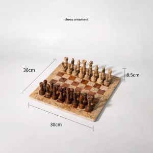 FFBH Marble Chess Set Handmade Luxury Board Games for Adults Ideal Marble Chess Board Game Set & Chess Pieces for Home Decor 4P7H5