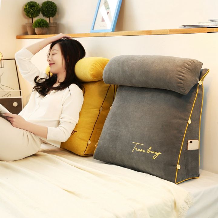 Triangle Reading Pillow Sofa Waist Cushion Embroidery Wedge