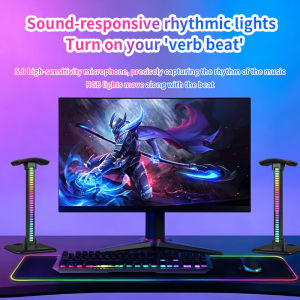 Headset Stand Music Sync RGB Light Strip 18 Colors & 8 Dynamic Modes USB Rechargeable LED Ambient Light for Bedroom Party