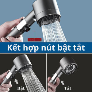 Vòi sen tăng áp cao cấp 3 chế độ nước kết hợp răng lược gội đầu mát xa bằng silicone tiện lợi đầu vòi sen tăng áp suất nước và mát xa tay sen