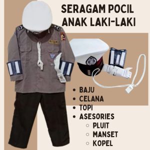 Baju seragam - Ukuran M - POCIL polisi kecil anak laki-laki ukuran PAUD TK