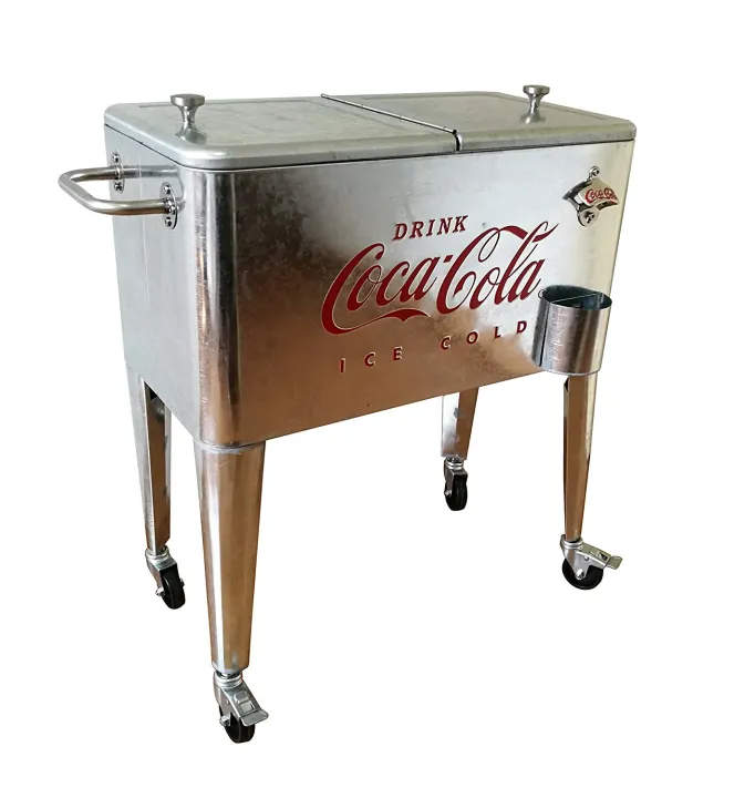 American retro Coca-Cola outdoor trolley refrigerator ice bucket