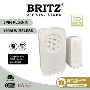 [NO NEED BATTERY] BRITZ Wireless Kinetic Self-Powered Doorbell Door Bell SET [K636AC] [Plug-In] / FREE Adhesive Tape + Screw/ [FAST SHIP OUT 1-2 Working Day]