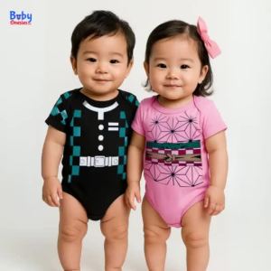 Baby Onesies PH Demon Slayer Tanjiro Nezuko Anime Baby Boy Girl Clothes 0-12 months Monthly Outfit