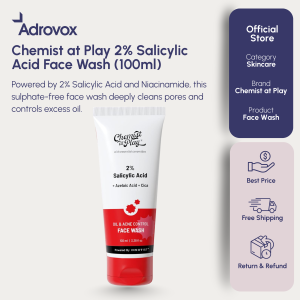 Chemist at Play 2% Salicylic Acid Face Wash (100ml) | For Oily & Acne-Prone Skin | With Niacinamide | Sulphate-Free Anti-Acne Cleanser | Controls Oil & Prevents Breakouts | For Men & Women