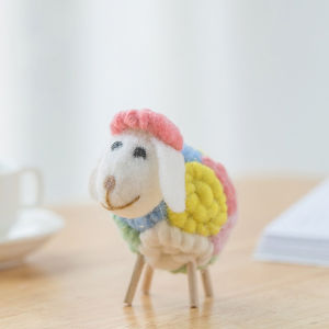 CAEDU Small Handmade Holiday Christmas Wool Ornament Party Supplies Home Decoration Statue Miniature Felt Sheep Figurines