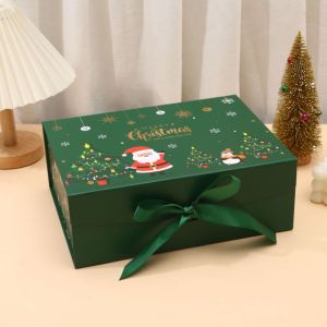 Christmas Magnetic Closure Gift Box with Ribbon - Presentation Box for Jewelry Cosmetics ect.