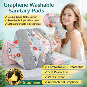Graphene Cotton Washable Antibacterial Pad Reusable Breathable Leak-Proof Menstrual Pads Women Postpartum Urine Pads