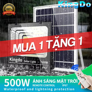 Kingdo Đèn LED Năng Lượng Mặt Trời Công Suất 500W kèm tấm pin rời có remote có cảm biến tự động Cảm Biến Ánh Sáng tự động bật sáng khi trời tối và tắt đèn khi trời sáng