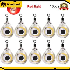 10Pcs Fish Lures Attractant Mini Eye Shape LED Illuminated Lure Battery Powered LED Lure Light for Seawater Freshwater