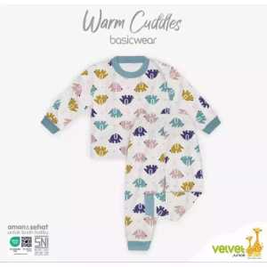 Setelan Piyama anak Velvet Junior seri warm cuddles usia 2 - 10 thn | baju tidur anak