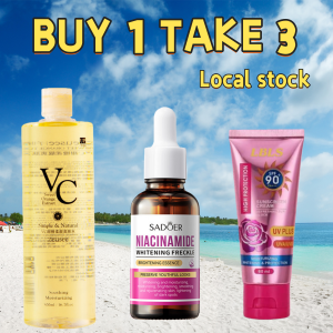 BUY 1 TAKE 2 VC Toner Intense Toner Essence Removes Chloasma Skin Care Products 500ml + Niacinamide Essence Removes Chloasma and Spots Essence 30ml+ SPF 90+ Rose Tinted Sunscreen Waterproof and Sweat-Proof Summer Set