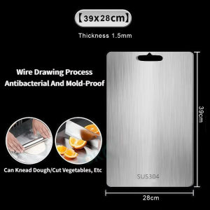 Premium Stainless Steel Antibacterial Double-Sided Cutting Board Set - 1.5mm Thick - Kitchen Prep Chopping Boards - SUS304