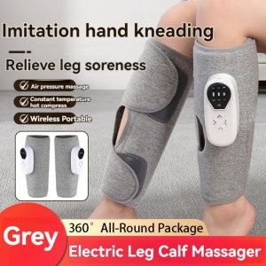 LCHGNA Smart Electric Leg Calf Massager Airbag Vibration Hot Compress Leg Air Compression Massager Arm Massager 3 Mode Pressotherapy 360° Air Pressure Calf Massager Feet