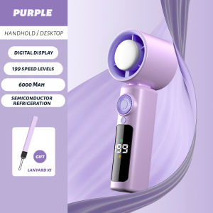 Handhold Mini Fan 6000Mah Rechargeable 199 Gear Refrigeration Cool Wind Turbo Led Display Foldable Jet Portable Fan