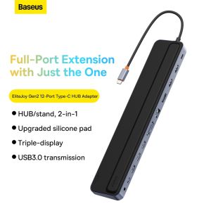 Baseus 12 in 1 USB Type C Hub to 4K 60Hz HDMI-Compatible DP RJ45 SD TF Card USB 3.0 Hub Adapter for MacBook Pro Air Dock Station